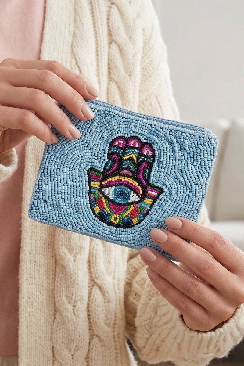 Hamsa Bead Pouch