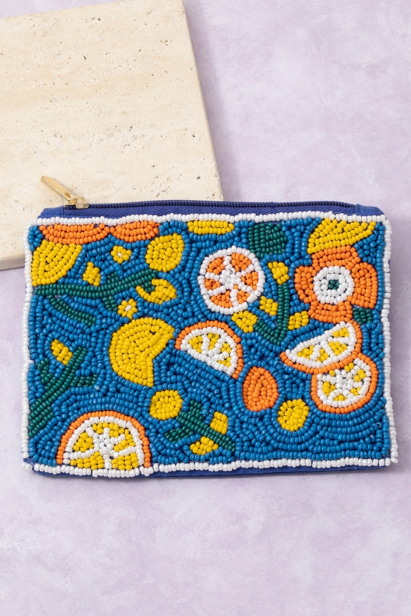 Summer Orange Bead Pouch