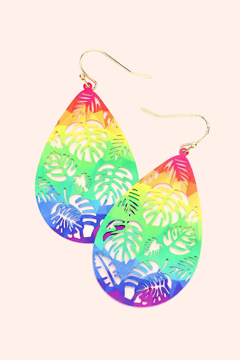 Paint Drip Leaf Earrings