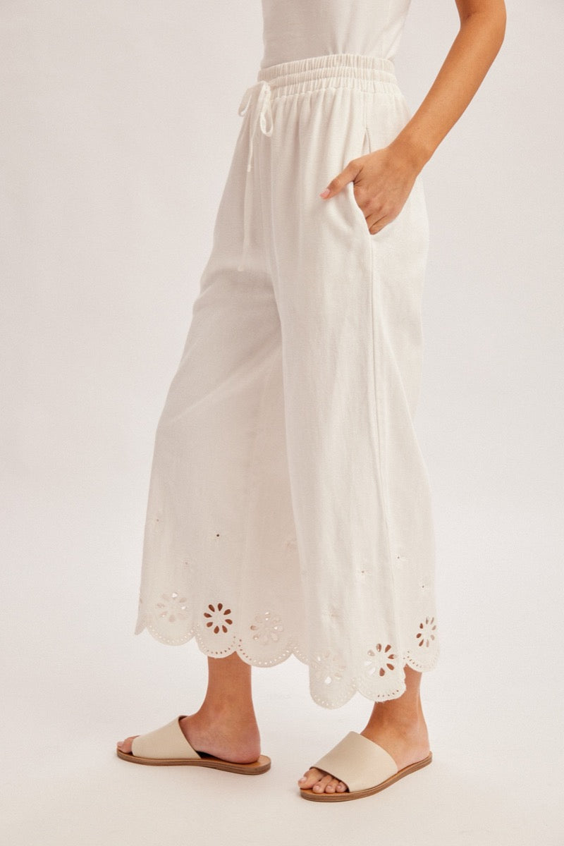 Eyelet Scallop Pants