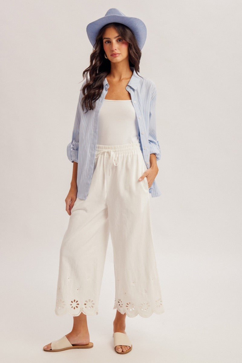 Eyelet Scallop Pants