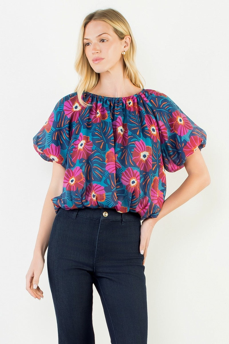 Floral Cinched Top