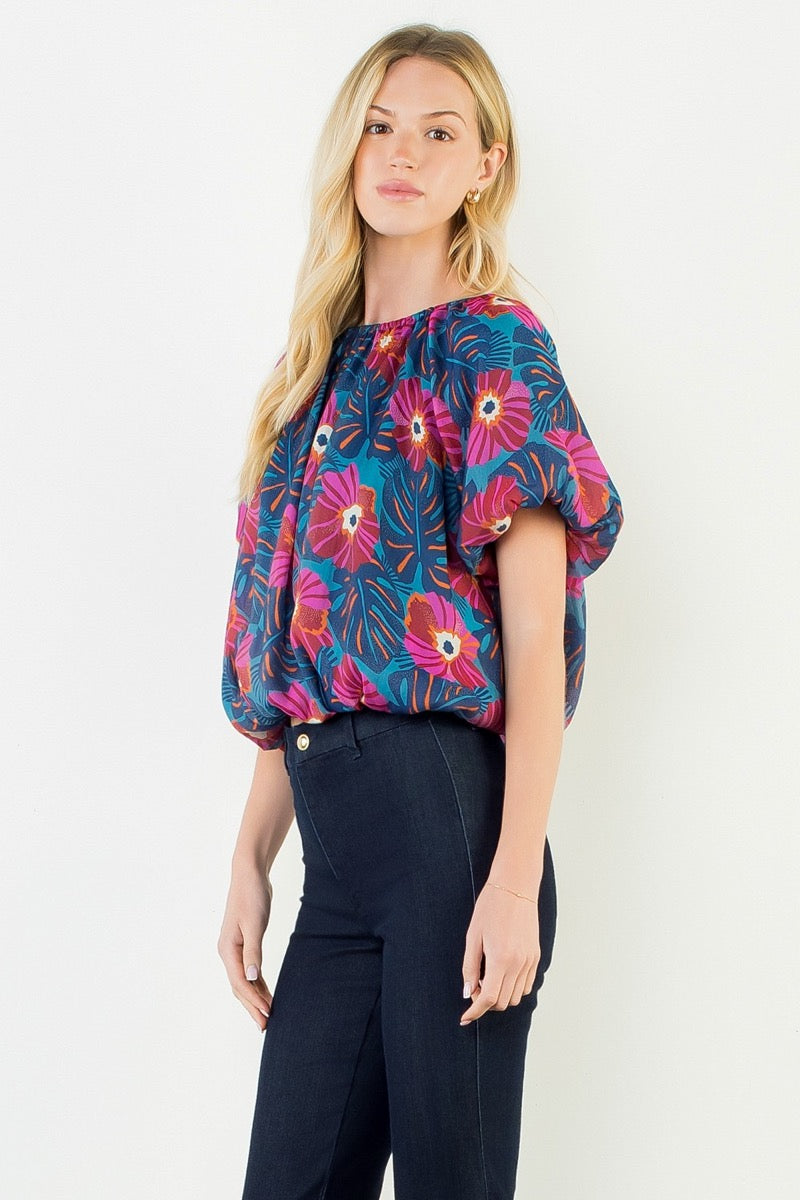 Floral Cinched Top