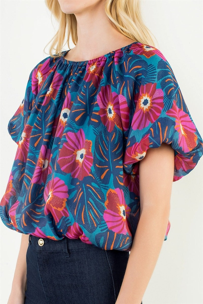 Floral Cinched Top