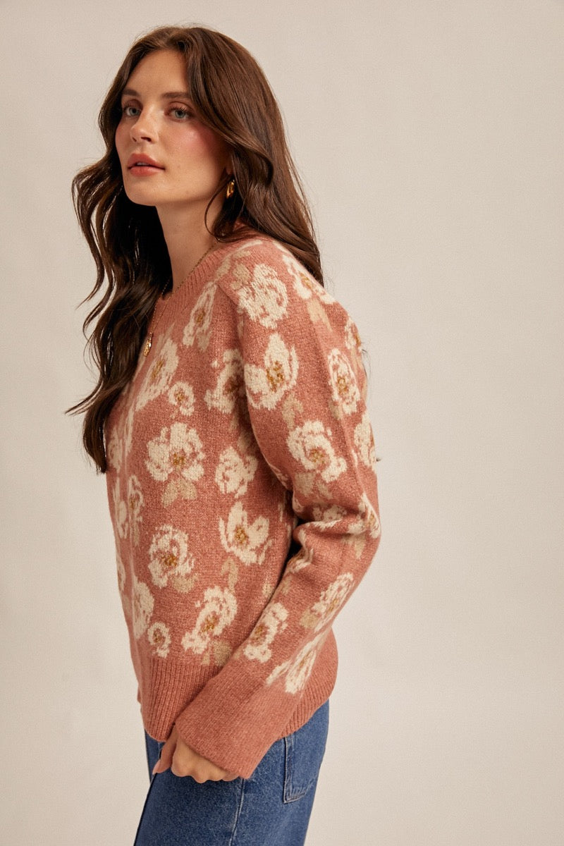 Floral Motif Sweater