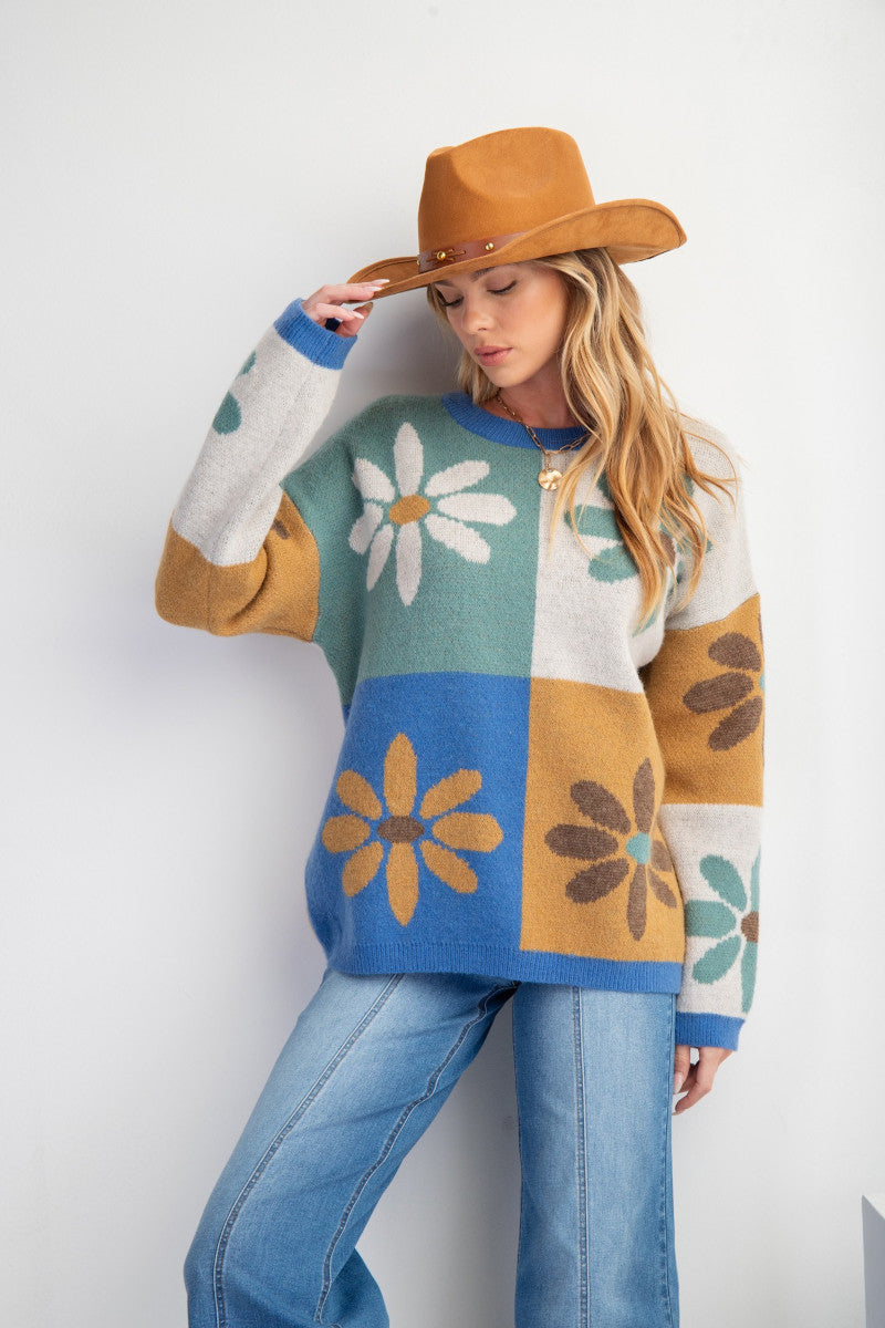 Flower Block Sweater