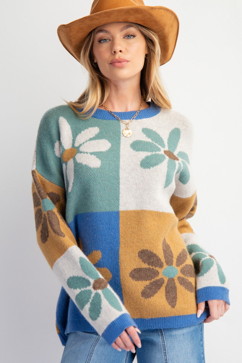 Flower Block Sweater