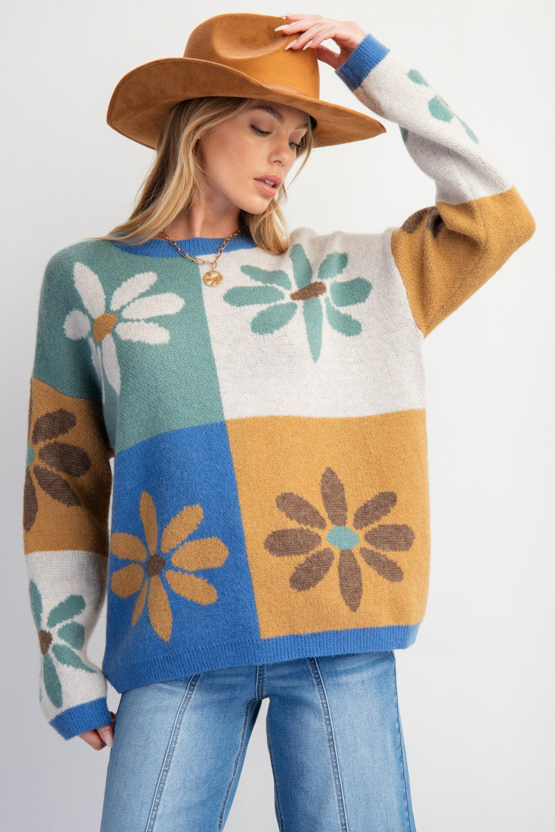 Flower Block Sweater