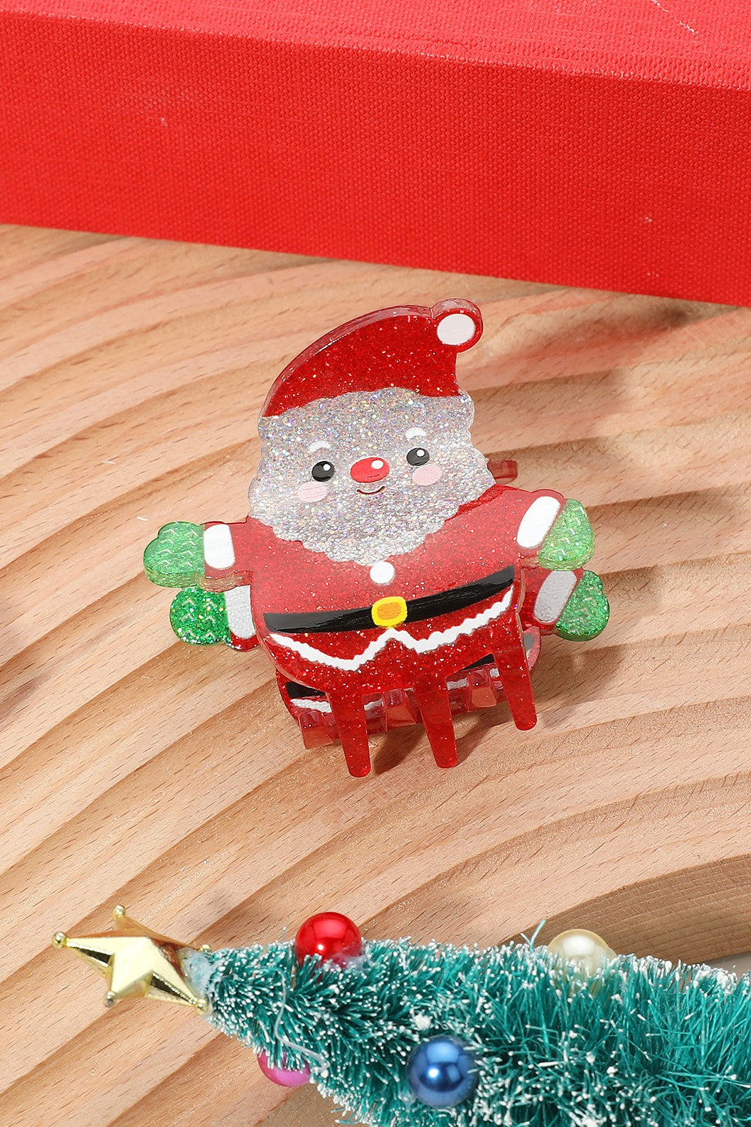 Santa Glitter Hair Claw