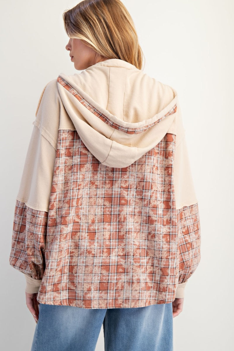 Plaid Henley Pullover