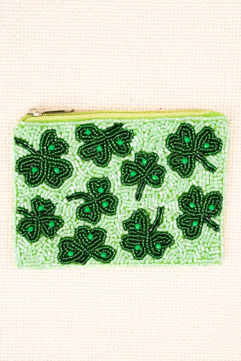 Shamrock Beaded Coin Pouch