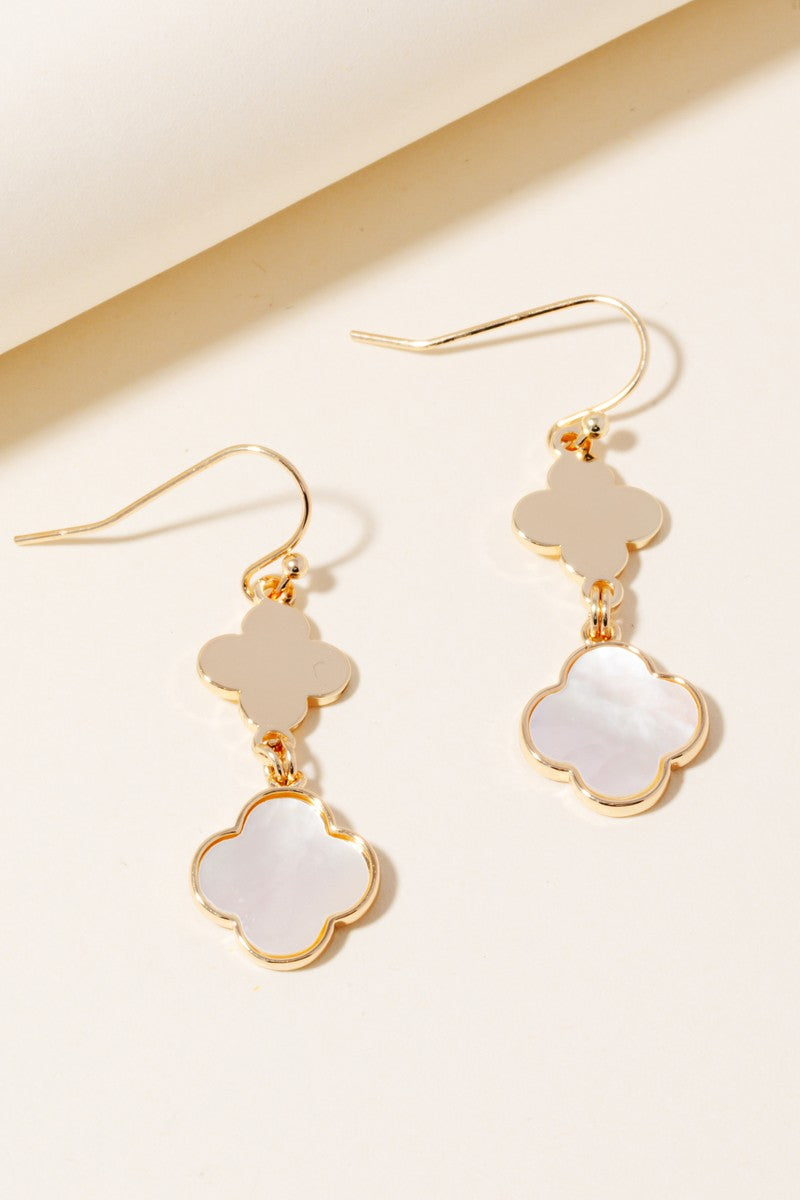 Shell Clover Drop Earrings