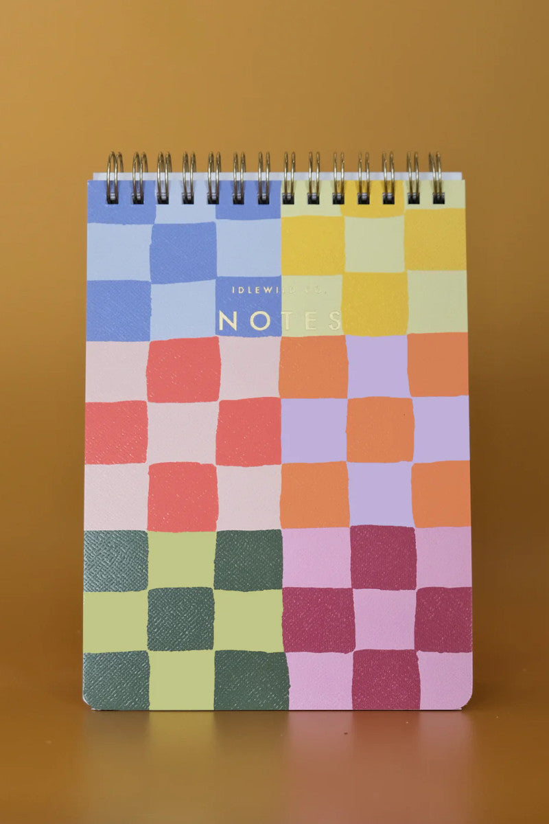 Rainbow Checks Spiral Jotter