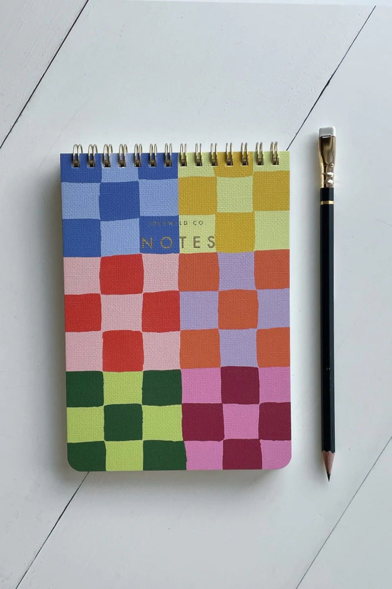Rainbow Checks Spiral Jotter