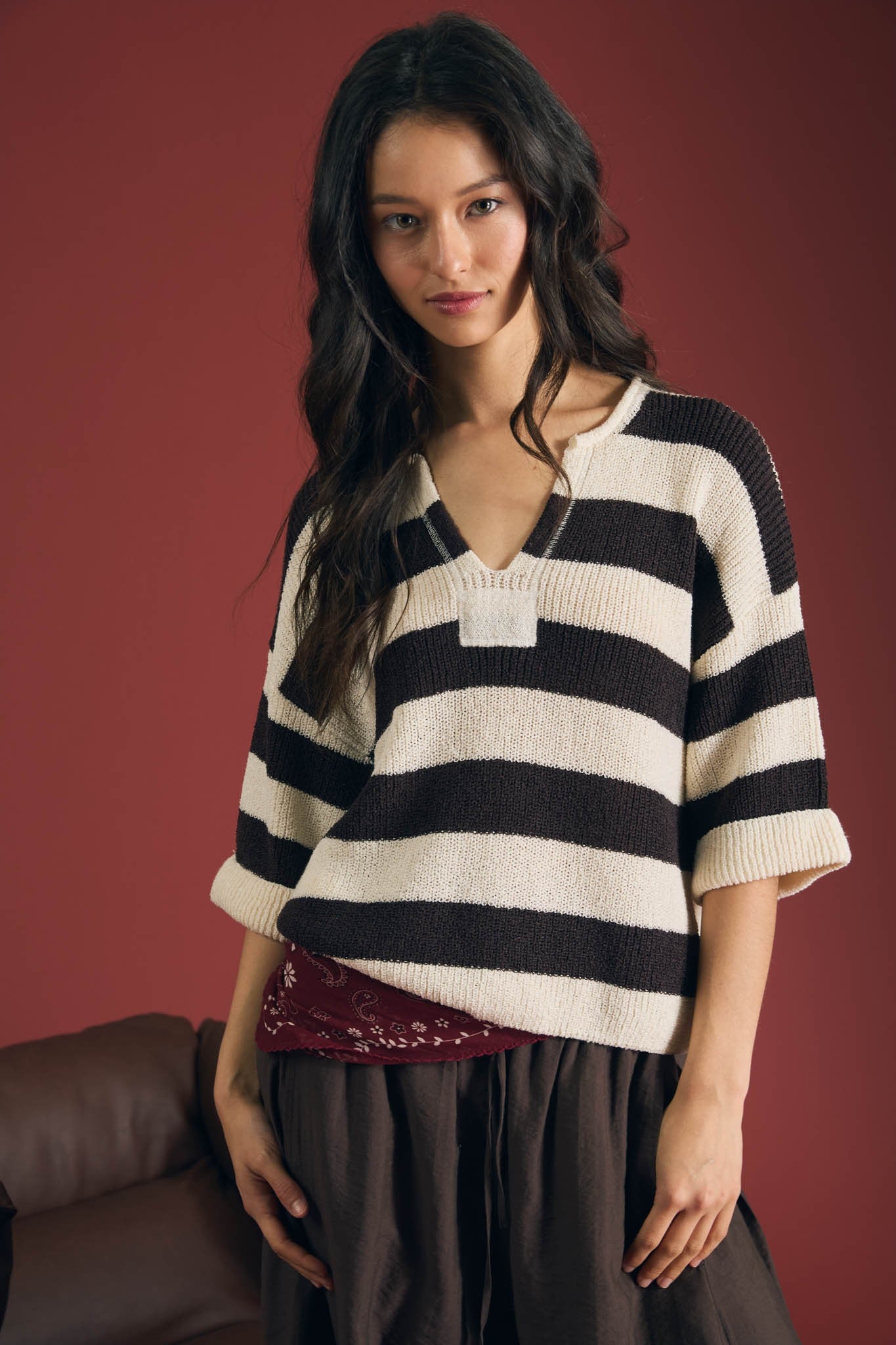Stripe Split Sweater