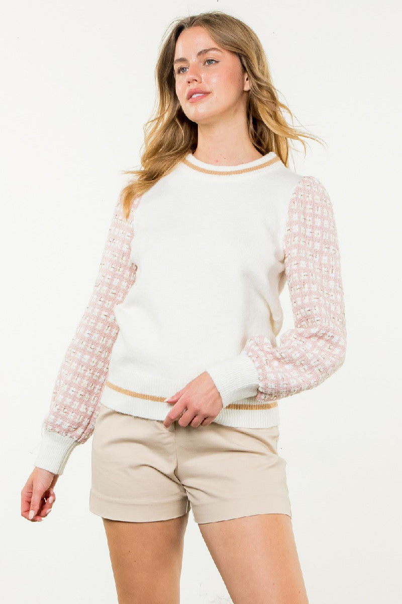 Tweed Sleeve Sweater