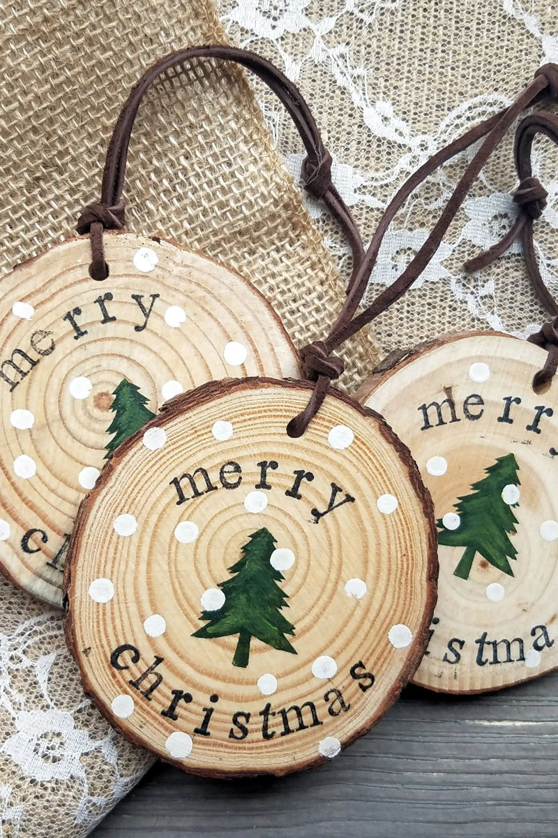Merry Christmas Wood Slice Ornament